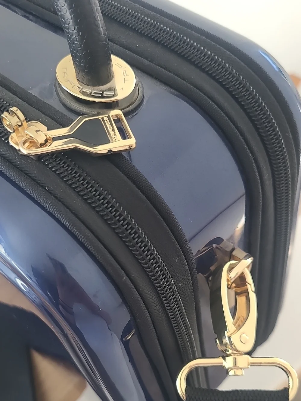 Triforce Navy Hard Shell Cosmetic Case with Top Handle and Strap
